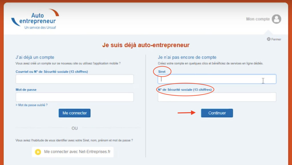 numero siret site urssaf