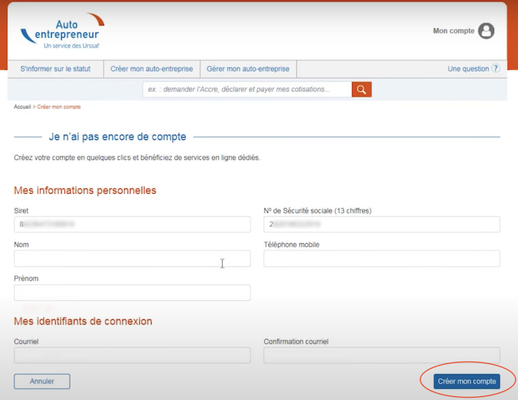 informations contact formulaire urssaf