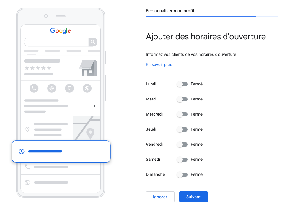 horaires d'ouverture de votre auto-entreprise