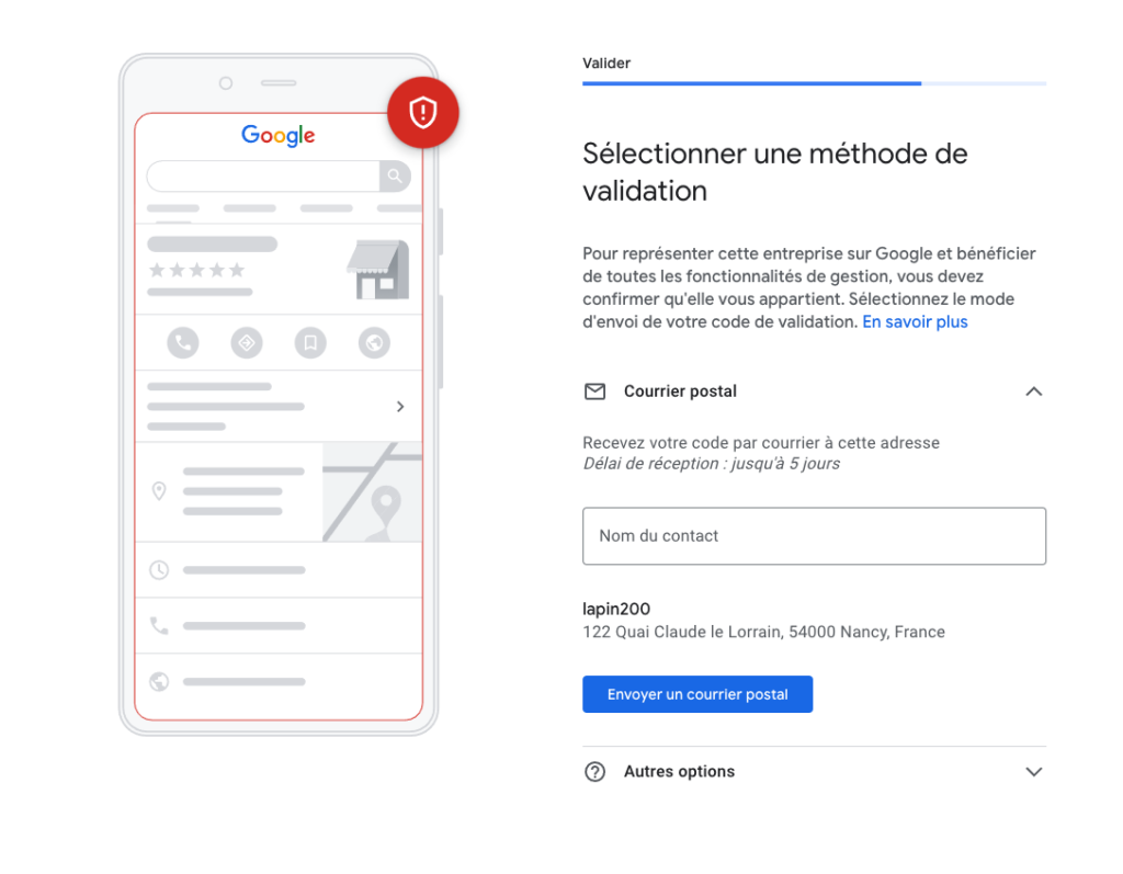 validation de votre compte et de la fiche google my business de votre auto-entreprise