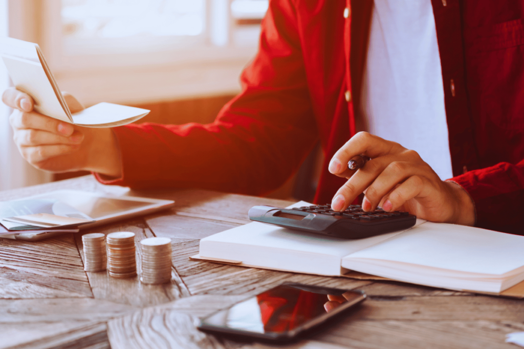 Calcul des dépenses sur une calculatrice